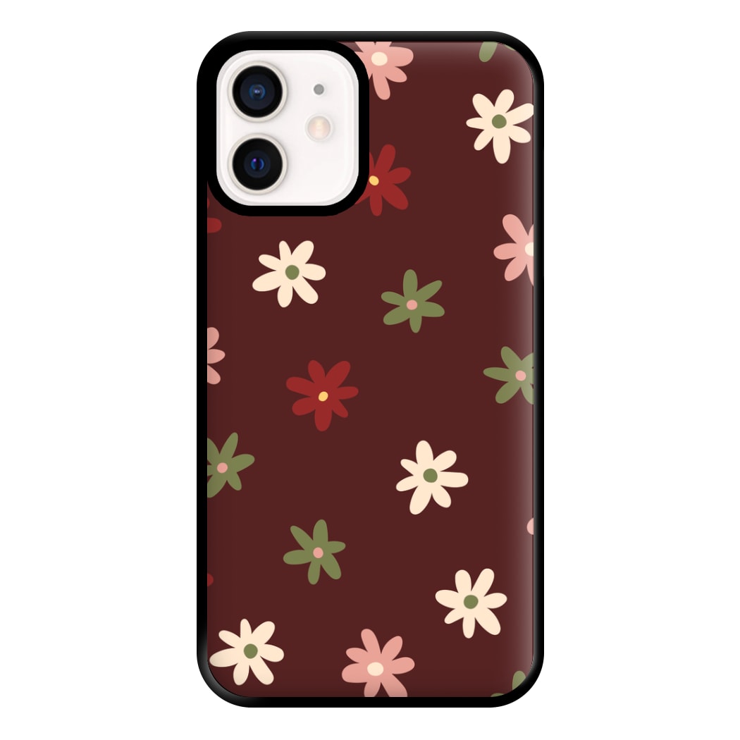 Dark Whimsical Flower Pattern Phone Case for iPhone 13 Mini