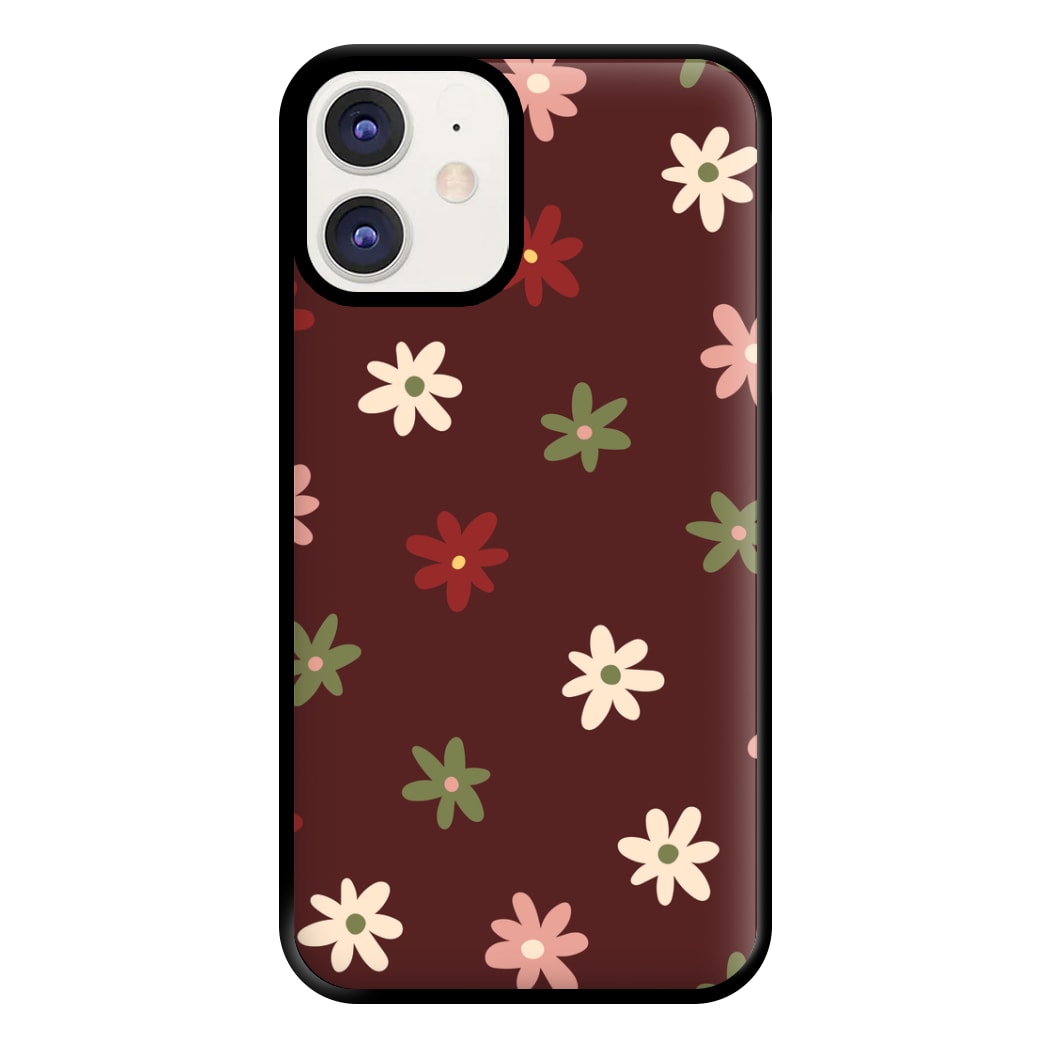 Dark Whimsical Flower Pattern Phone Case for iPhone 12 / 12 Pro