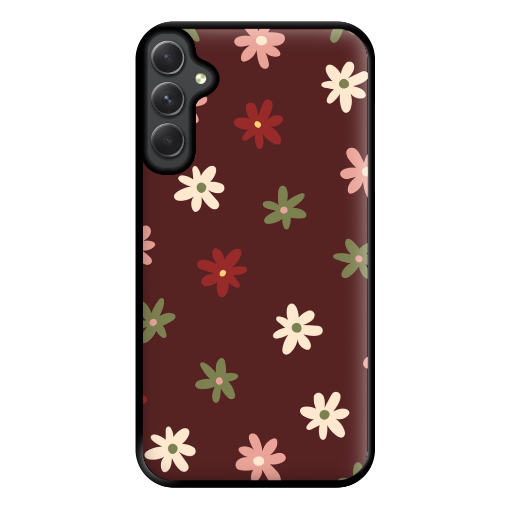 Dark Whimsical Flower Pattern Phone Case for Galaxy A34