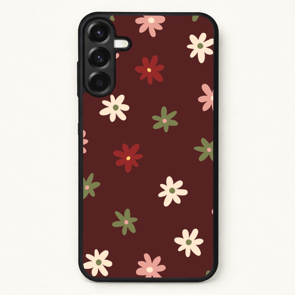 Dark Whimsical Flower Pattern Phone Case for Galaxy A17
