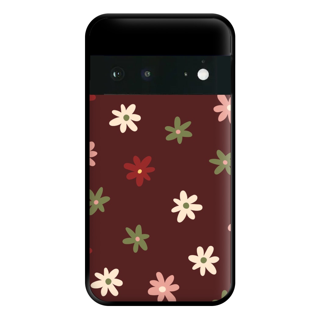 Dark Whimsical Flower Pattern Phone Case for Google Pixel 6a