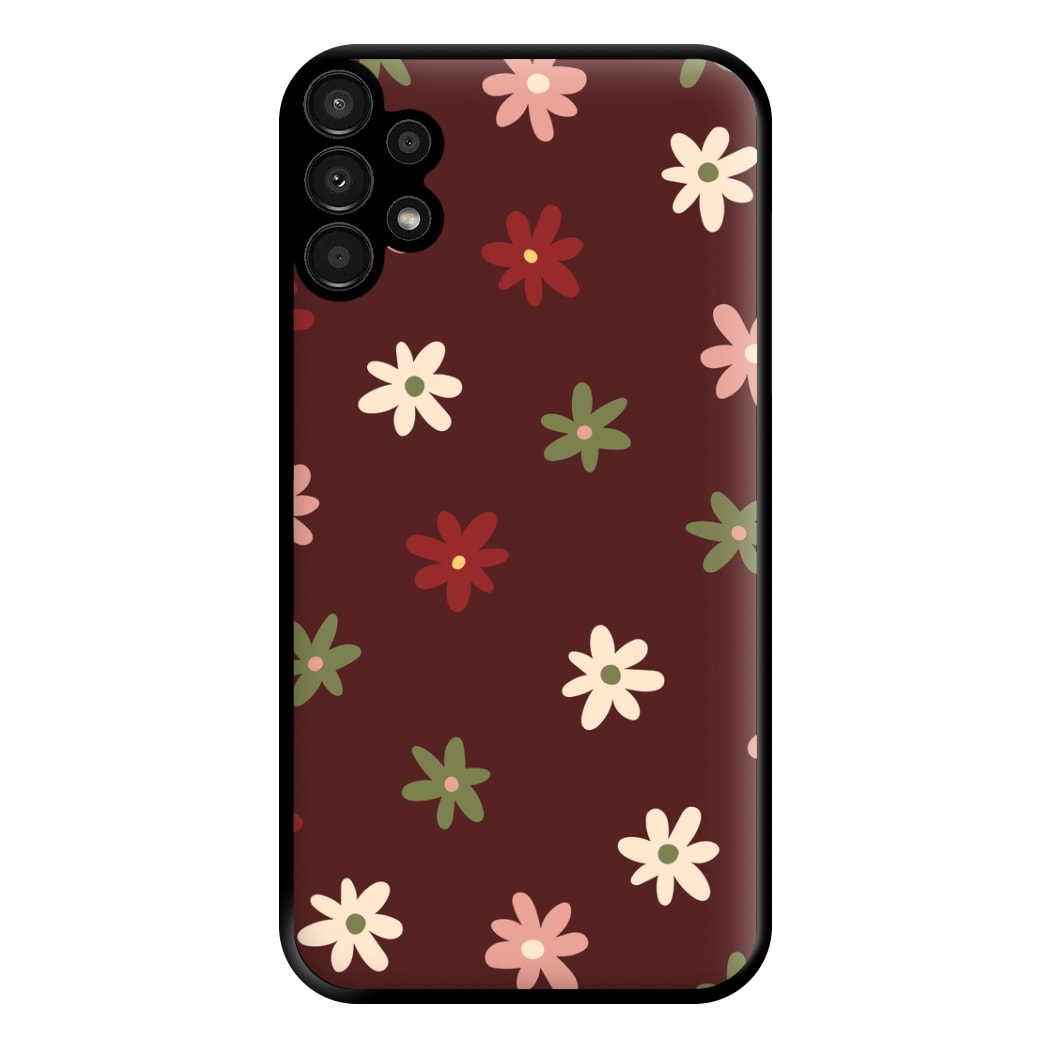 Dark Whimsical Flower Pattern Phone Case for Galaxy A13