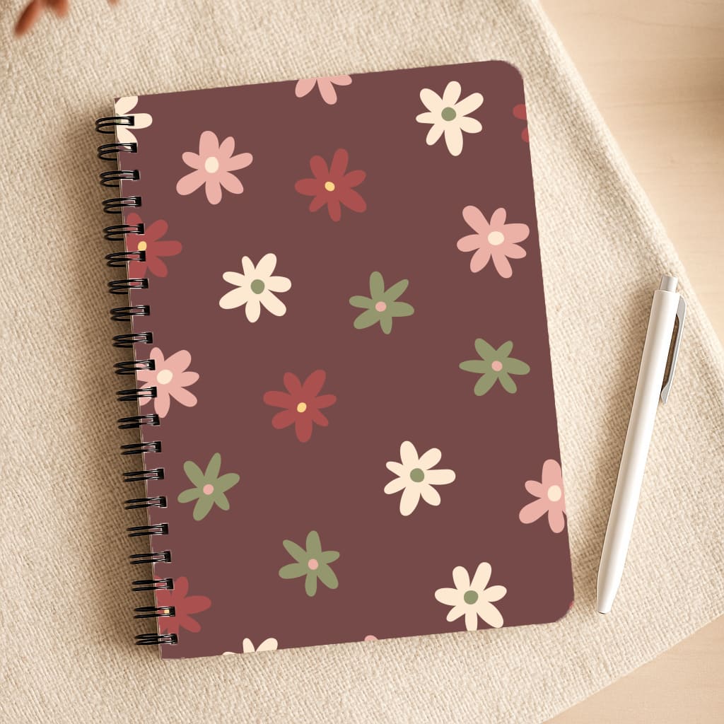 Dark Whimsical Flower Pattern Notepad