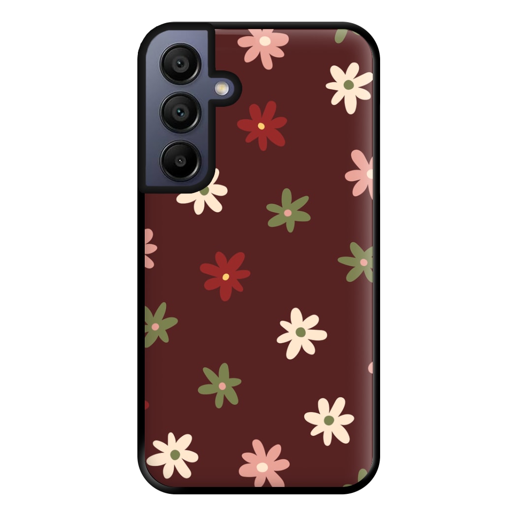 Dark Whimsical Flower Pattern Phone Case for Galaxy A16