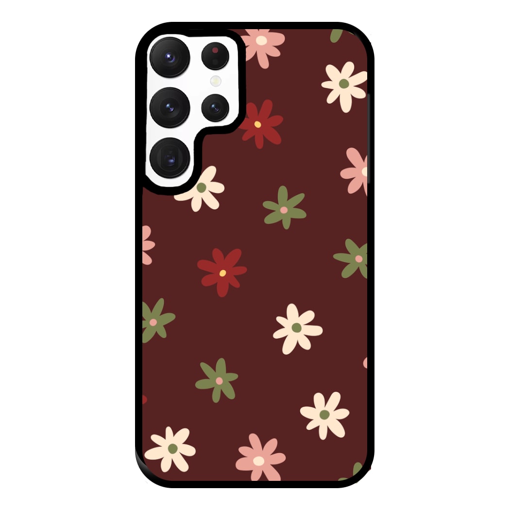 Dark Whimsical Flower Pattern Phone Case for Galaxy S22 Ultra