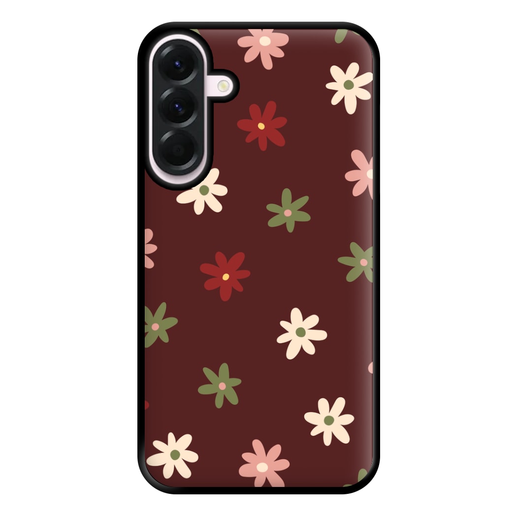 Dark Whimsical Flower Pattern Phone Case for Galaxy A36