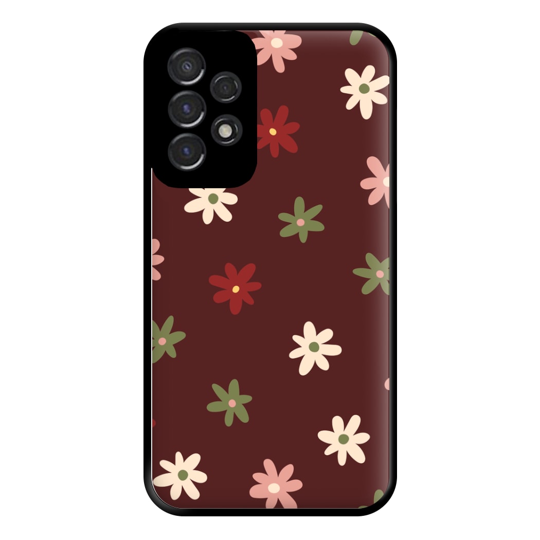 Dark Whimsical Flower Pattern Phone Case for Galaxy A53