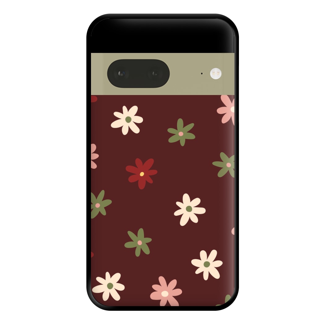 Dark Whimsical Flower Pattern Phone Case for Google Pixel 7a