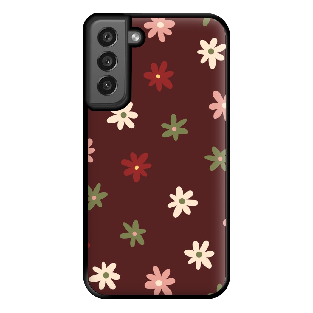 Dark Whimsical Flower Pattern Phone Case for Galaxy S21FE