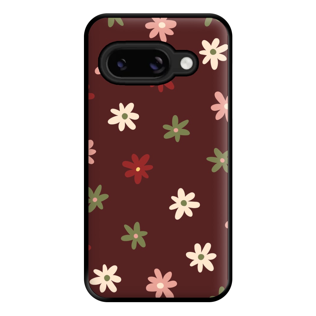 Dark Whimsical Flower Pattern Phone Case for Google Pixel 8a