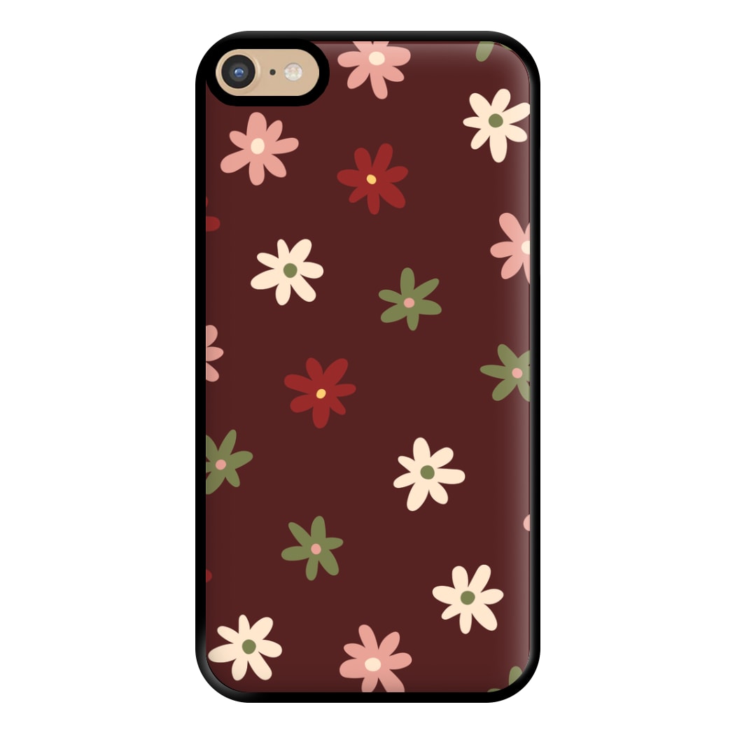 Dark Whimsical Flower Pattern Phone Case for iPhone 6 Plus / 7 Plus / 8 Plus