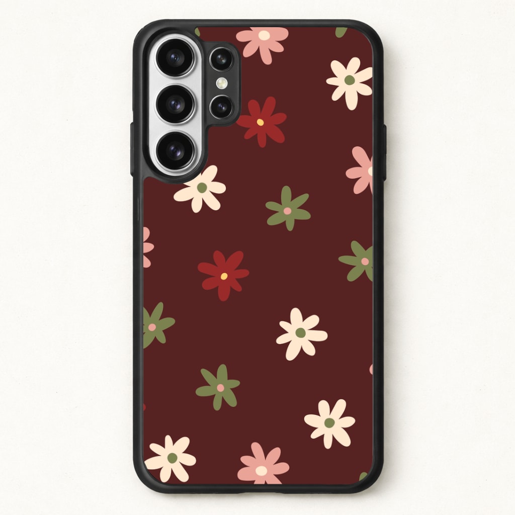 Dark Whimsical Flower Pattern Phone Case for Galaxy S26 Ultra