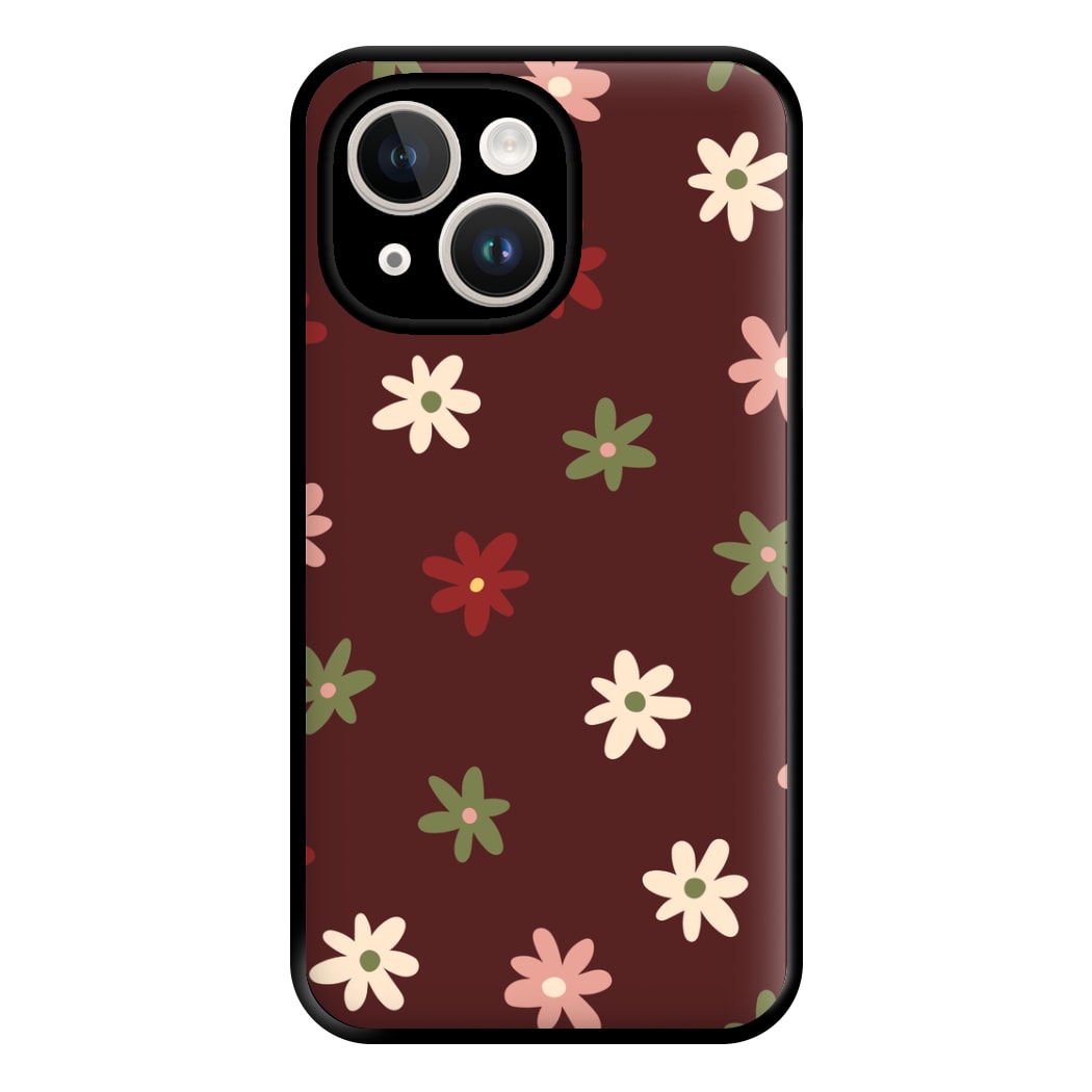 Dark Whimsical Flower Pattern Phone Case for iPhone 14 Plus