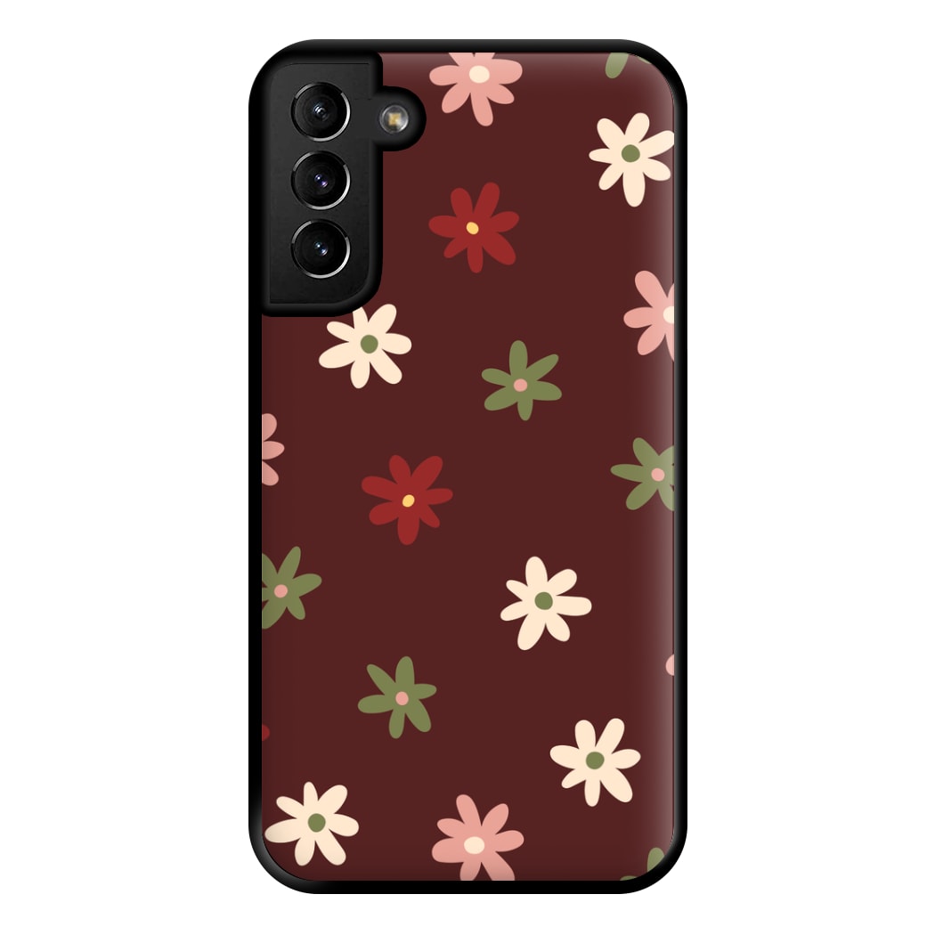 Dark Whimsical Flower Pattern Phone Case for Galaxy S21 Plus