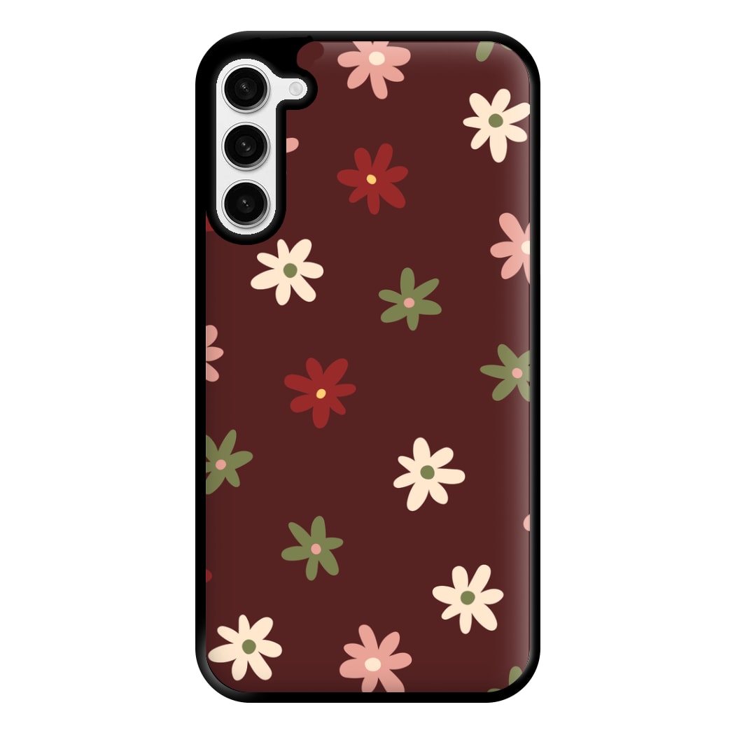Dark Whimsical Flower Pattern Phone Case for Galaxy S23 Plus