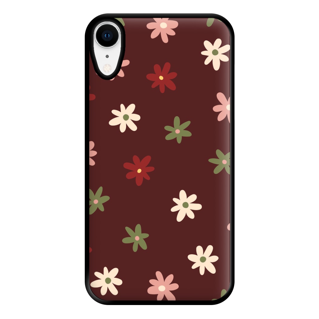 Dark Whimsical Flower Pattern Phone Case for iPhone XR