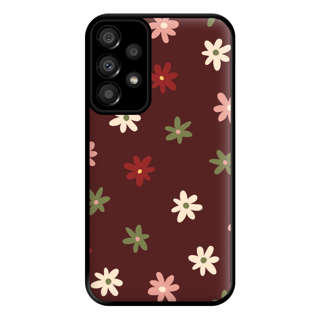 Dark Whimsical Flower Pattern Phone Case for Galaxy A33