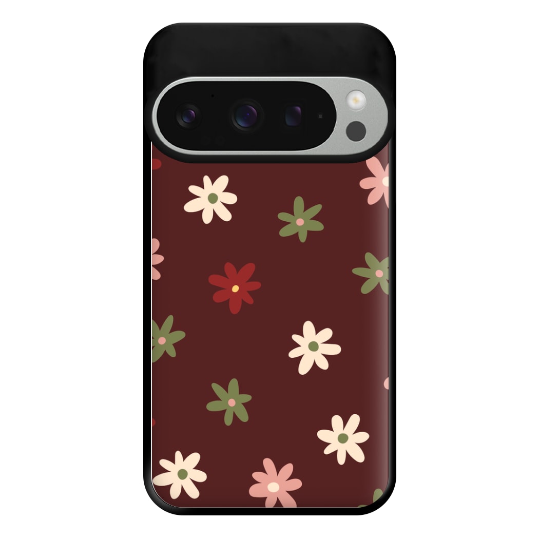 Dark Whimsical Flower Pattern Phone Case for Google Pixel 9 Pro XL