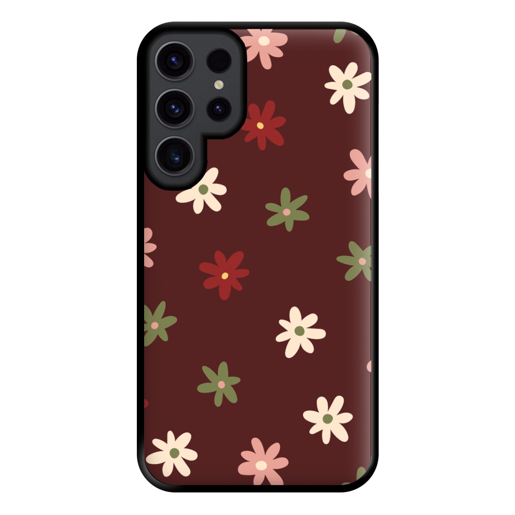 Dark Whimsical Flower Pattern Phone Case for Galaxy S23 Ultra