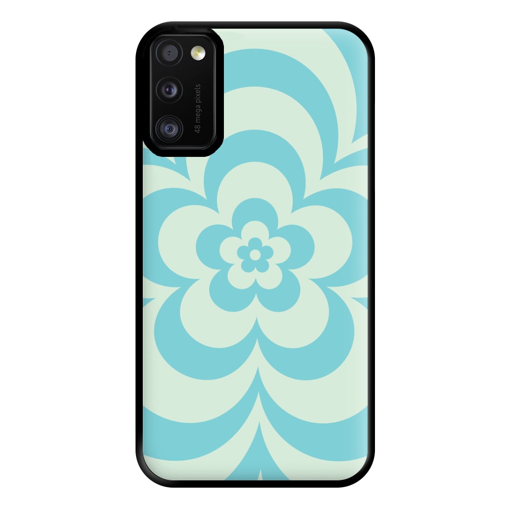 Teal Abstract Flower Pattern Phone Case for Galaxy A41