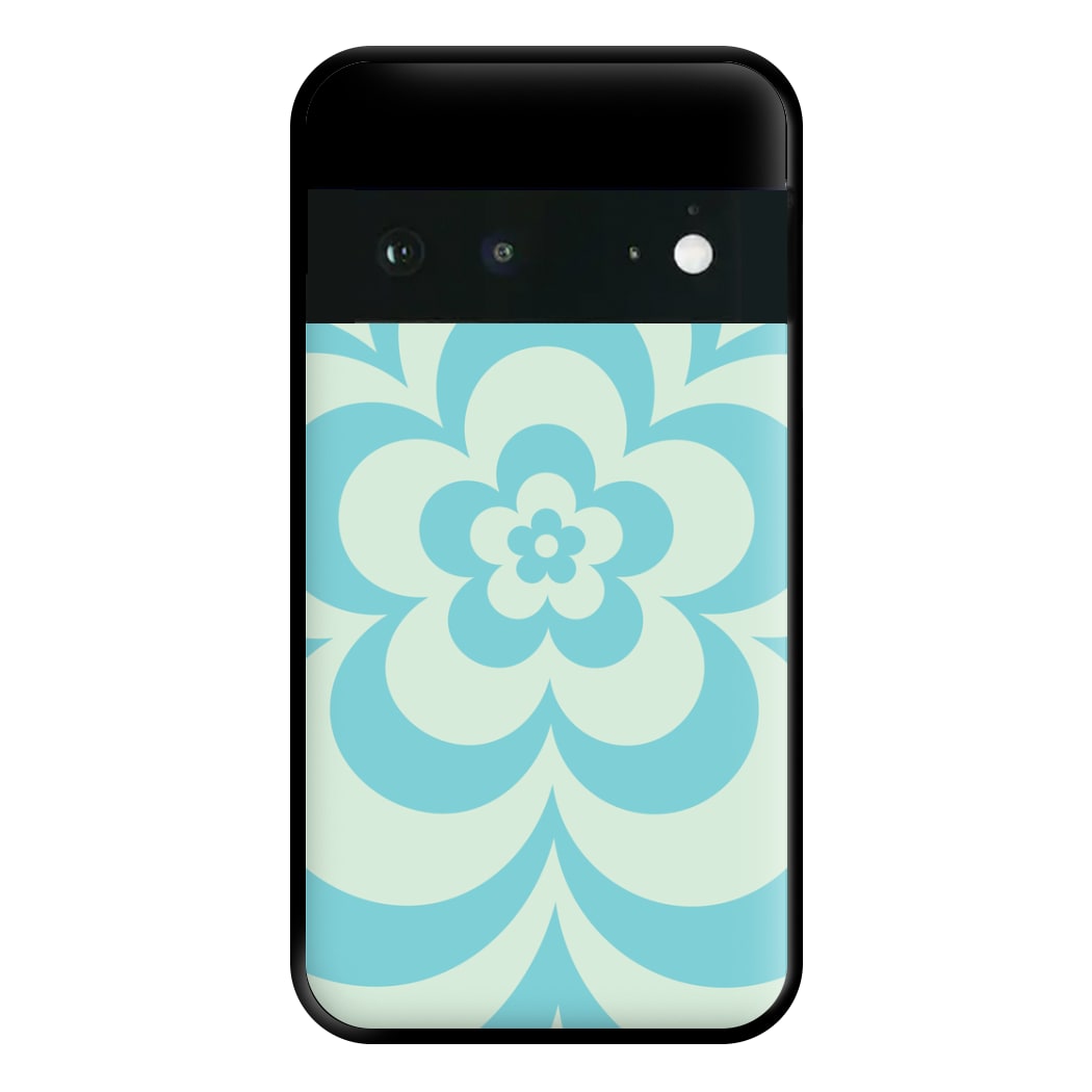 Teal Abstract Flower Pattern Phone Case for Google Pixel 6a