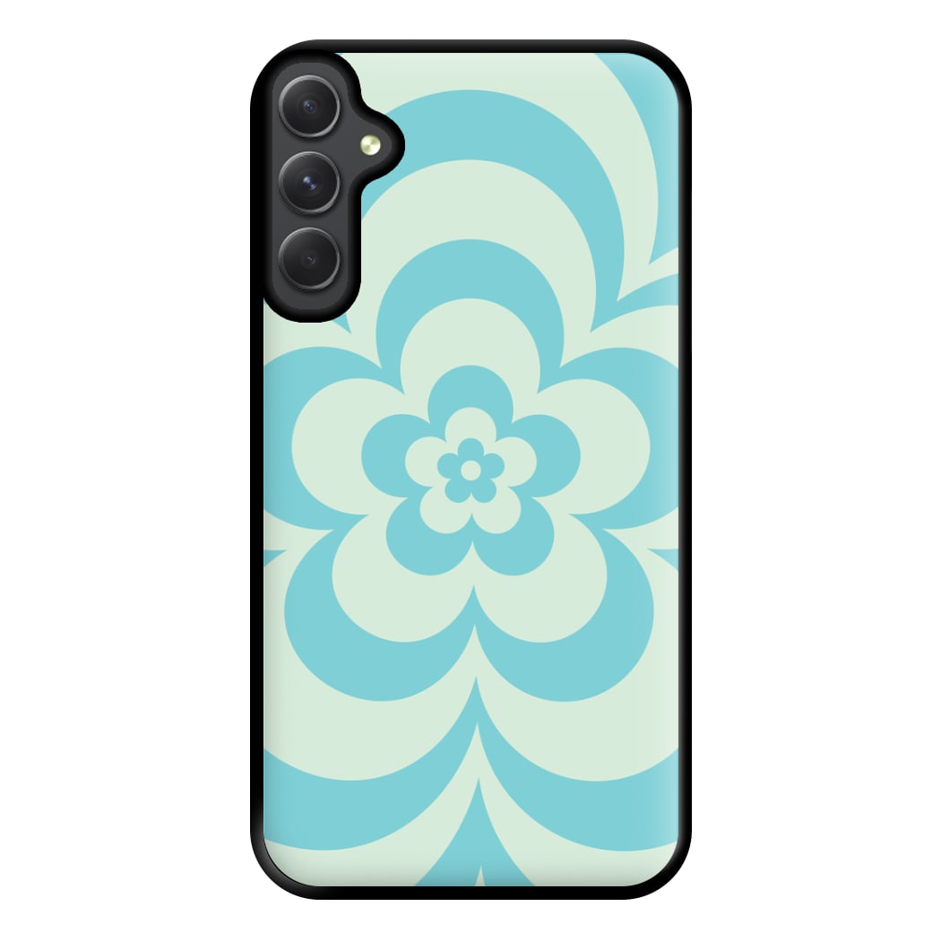 Teal Abstract Flower Pattern Phone Case for Galaxy A54