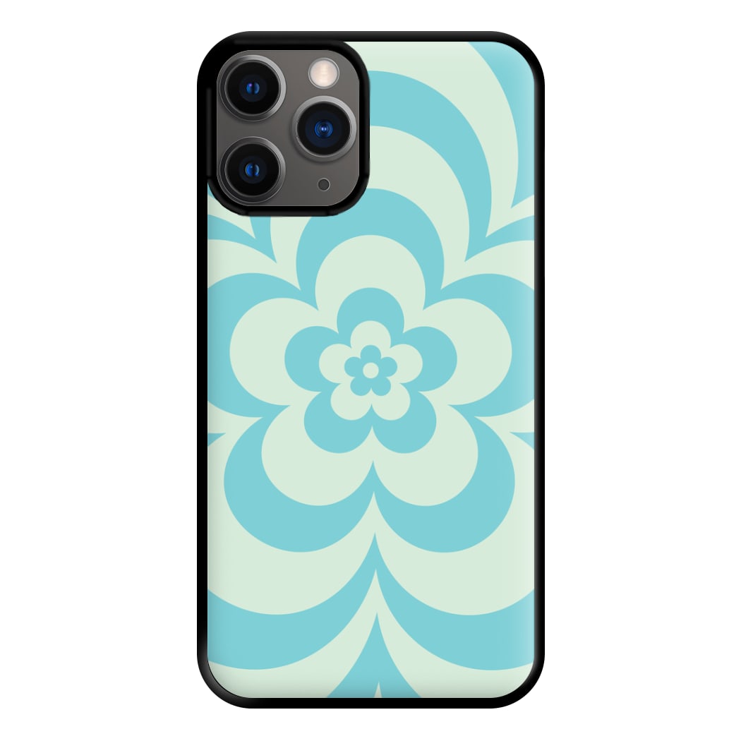 Teal Abstract Flower Pattern Phone Case for iPhone 12 Pro Max