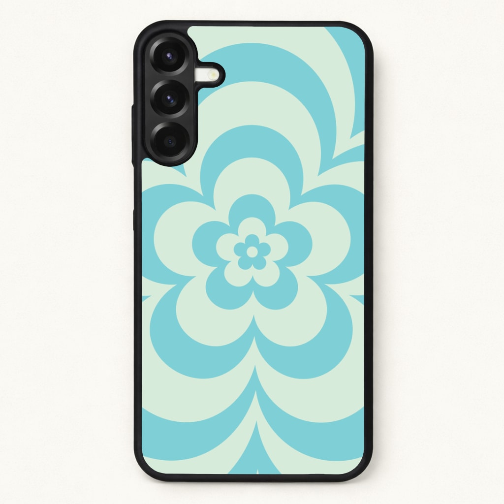 Teal Abstract Flower Pattern Phone Case for Galaxy A17