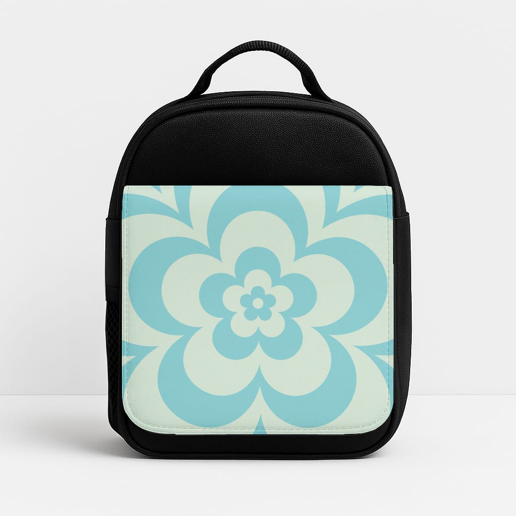 Teal Abstract Flower Pattern  Insulated Lunchbox
