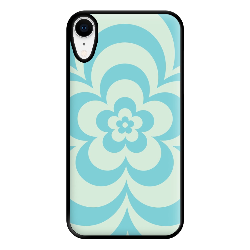 Teal Abstract Flower Pattern Phone Case for iPhone XR