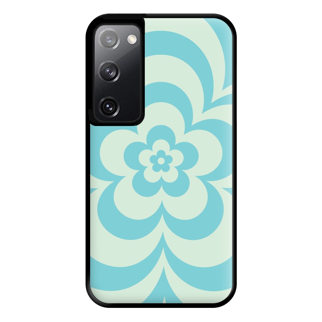 Teal Abstract Flower Pattern Phone Case for Galaxy S20
