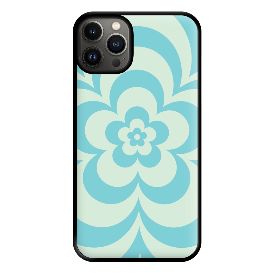 Teal Abstract Flower Pattern Phone Case for iPhone 13