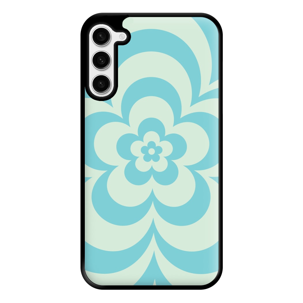 Teal Abstract Flower Pattern Phone Case for Galaxy S23 Plus