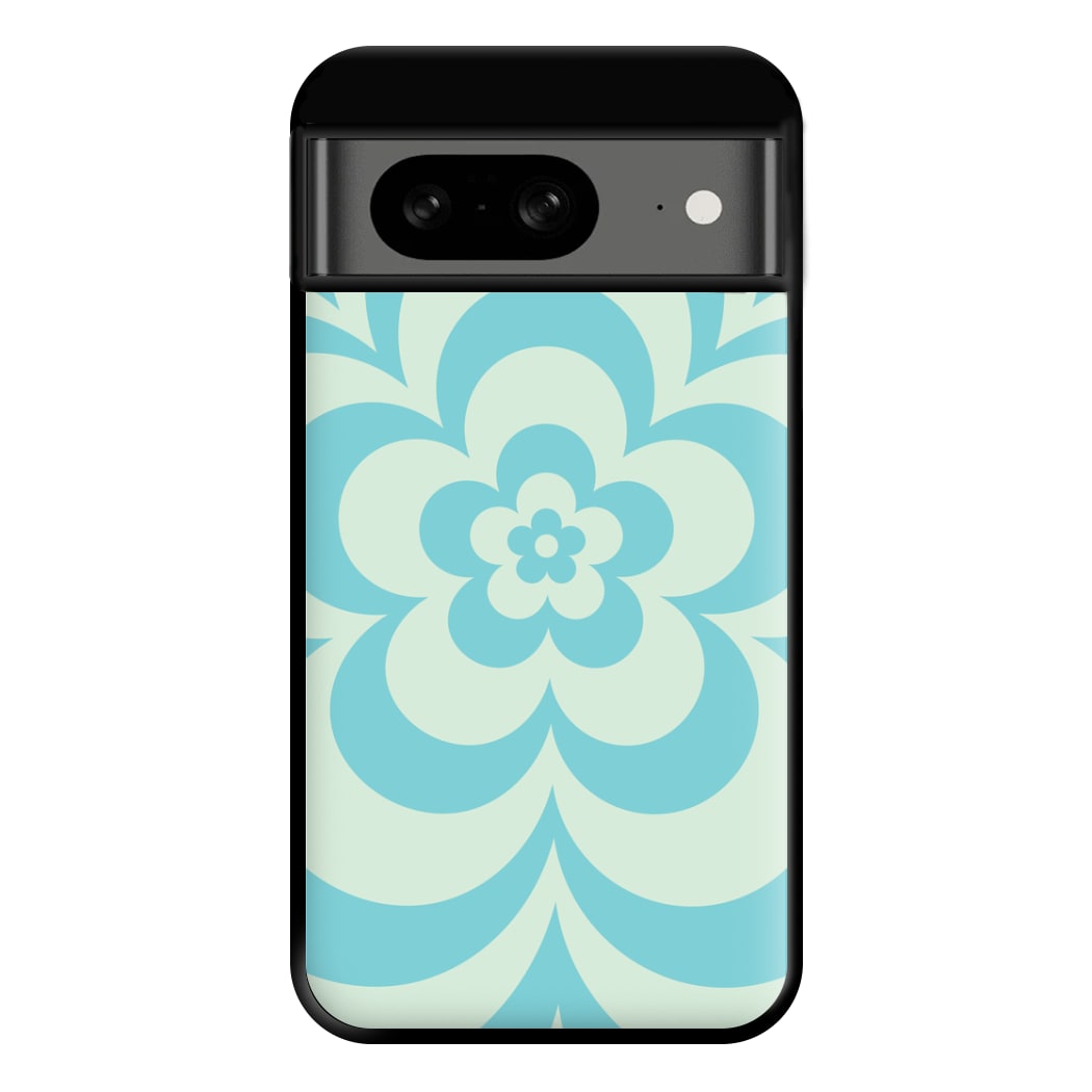 Teal Abstract Flower Pattern Phone Case for Google Pixel 8