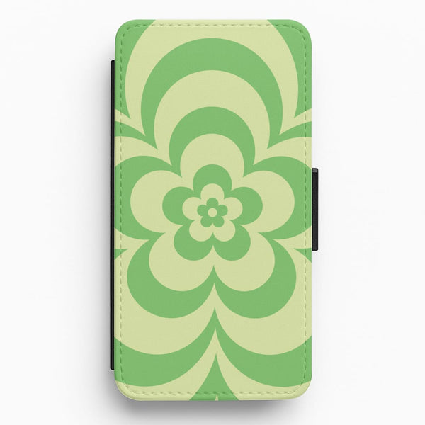 Green Abstract Flower Pattern Flip / Wallet Phone Case