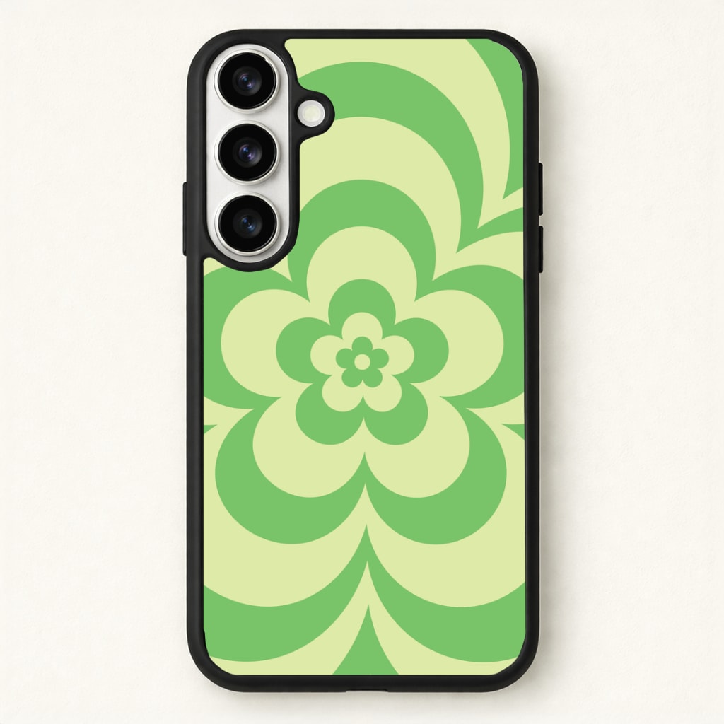 Green Abstract Flower Pattern Phone Case for Galaxy S26