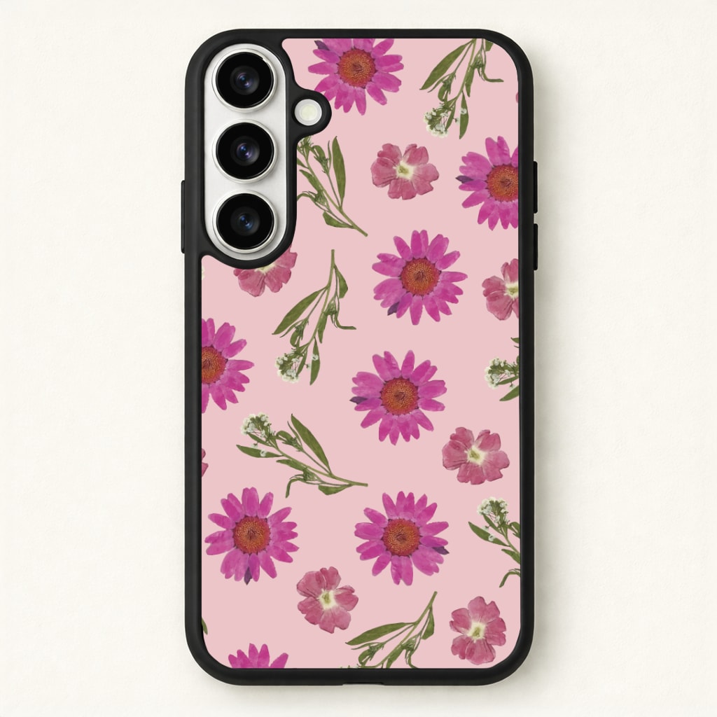 Pressed Pink Flowers Pattern Phone Case for Galaxy S26