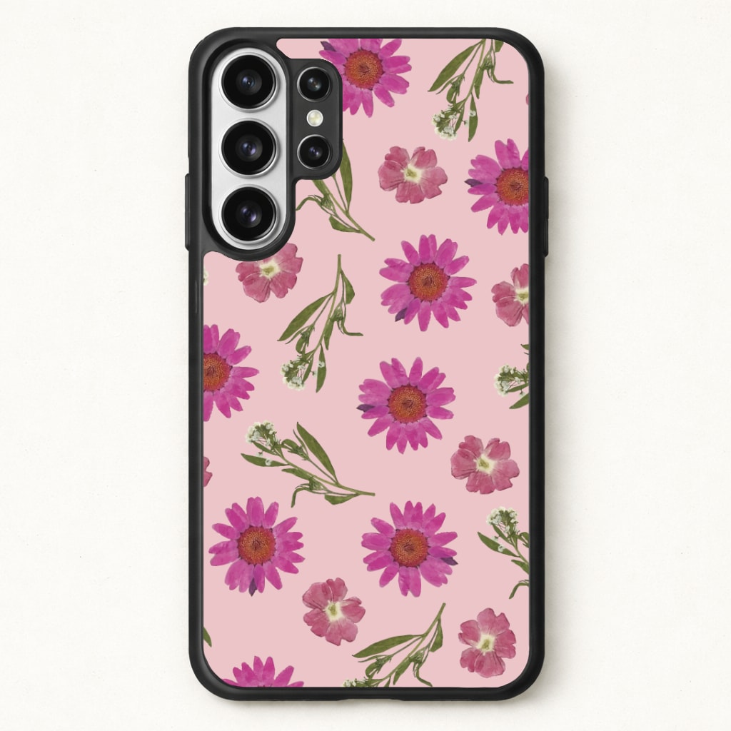 Pressed Pink Flowers Pattern Phone Case for Galaxy S26 Ultra