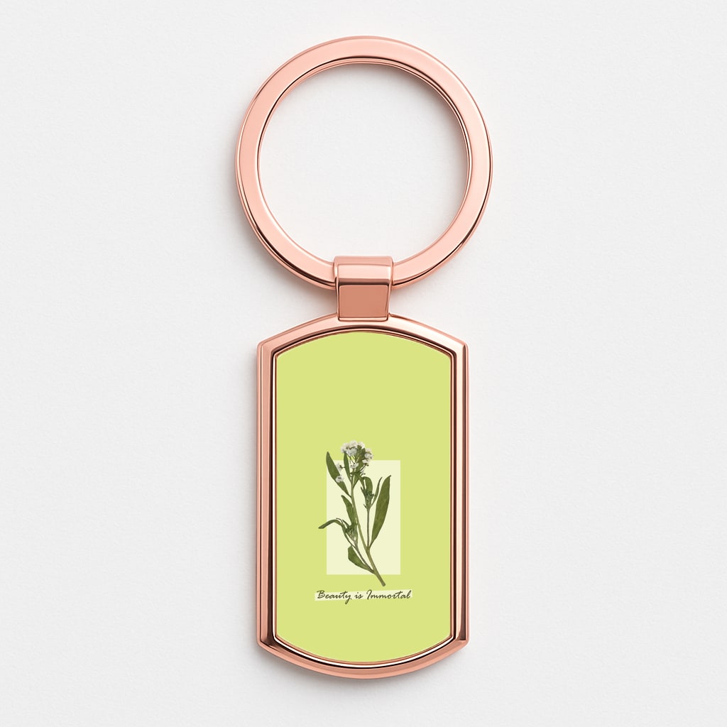 Beauty Is Immortal Press Flower Rose Gold Keyring