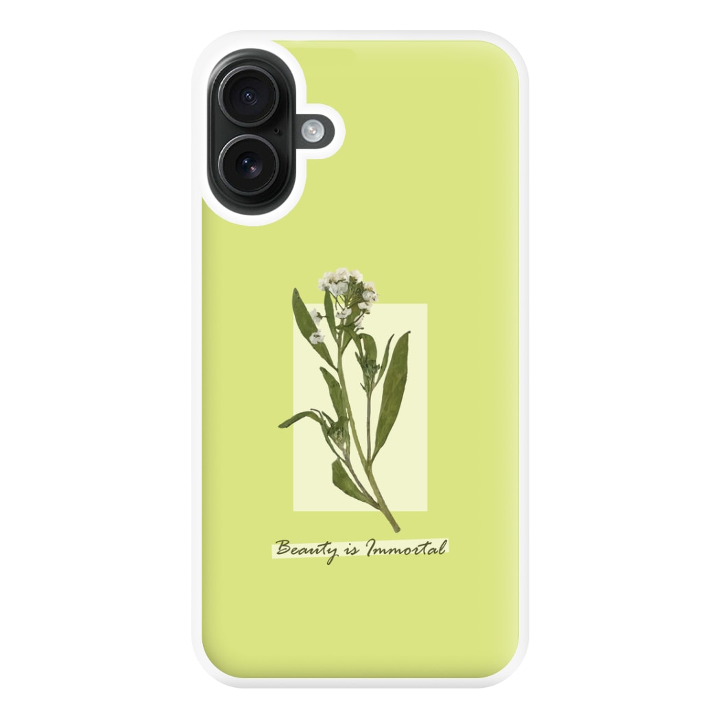 Beauty Is Immortal Press Flower Phone Case for iPhone 16 Plus