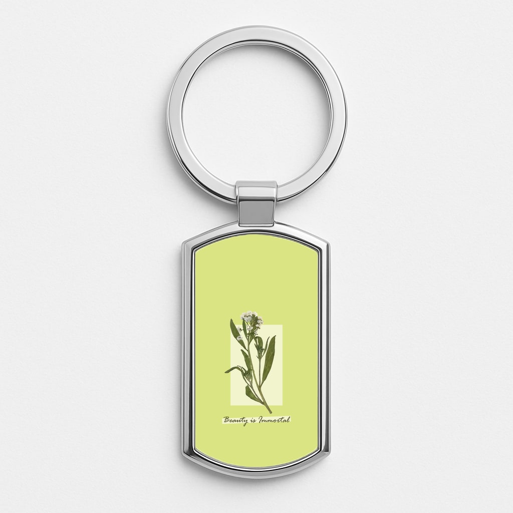 Beauty Is Immortal Press Flower Silver Keyring