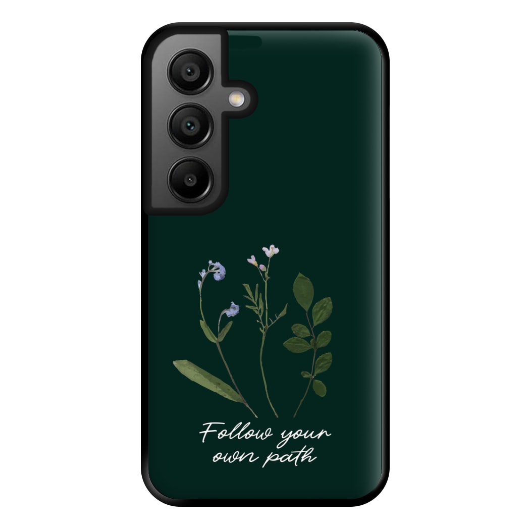 Follow Your Own Path Dark Green Phone Case for Galaxy A56