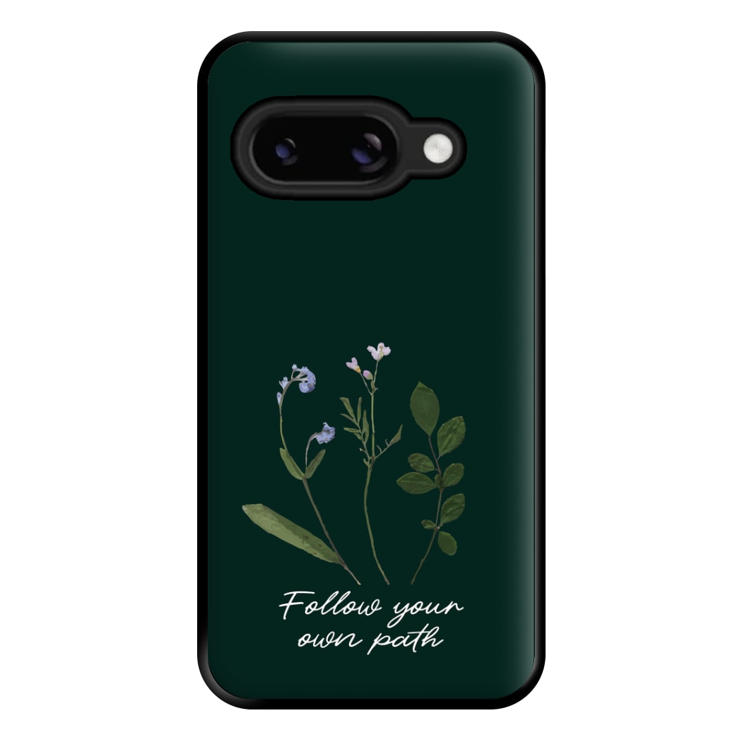 Follow Your Own Path Dark Green Phone Case for Google Pixel 8a