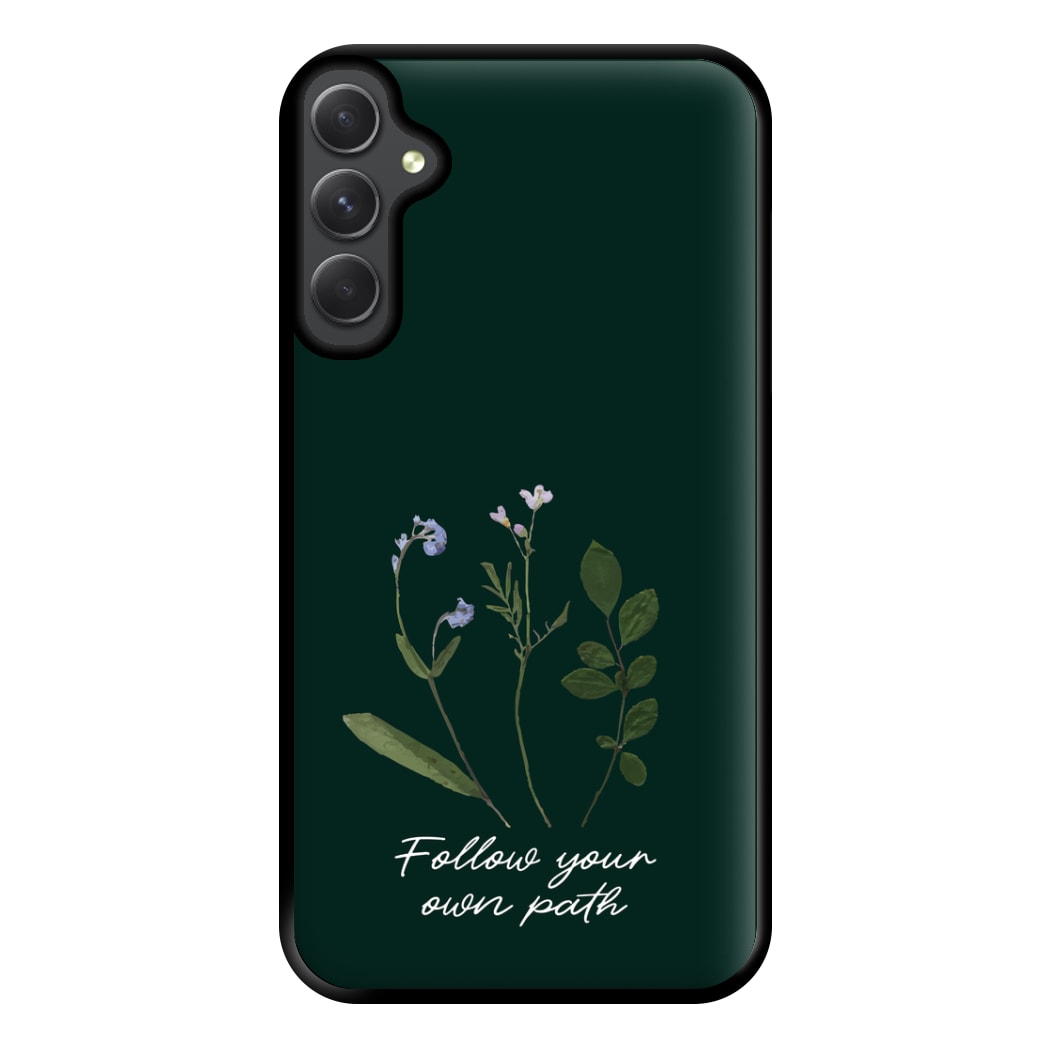 Follow Your Own Path Dark Green Phone Case for Galaxy A14