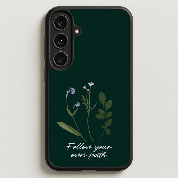 Follow Your Own Path Dark Green Phone Case for Galaxy S25FE