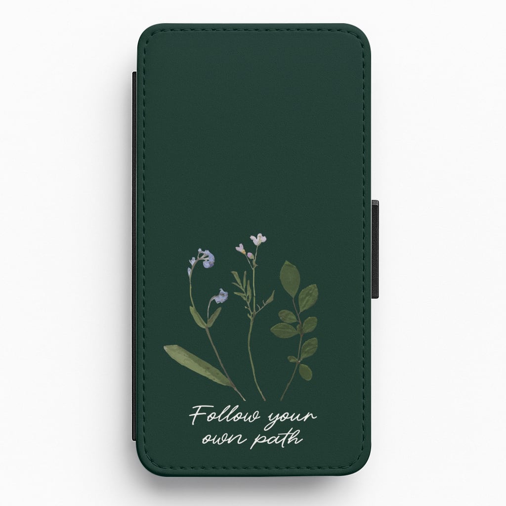 Follow Your Own Path Dark Green Flip / Wallet Phone Case