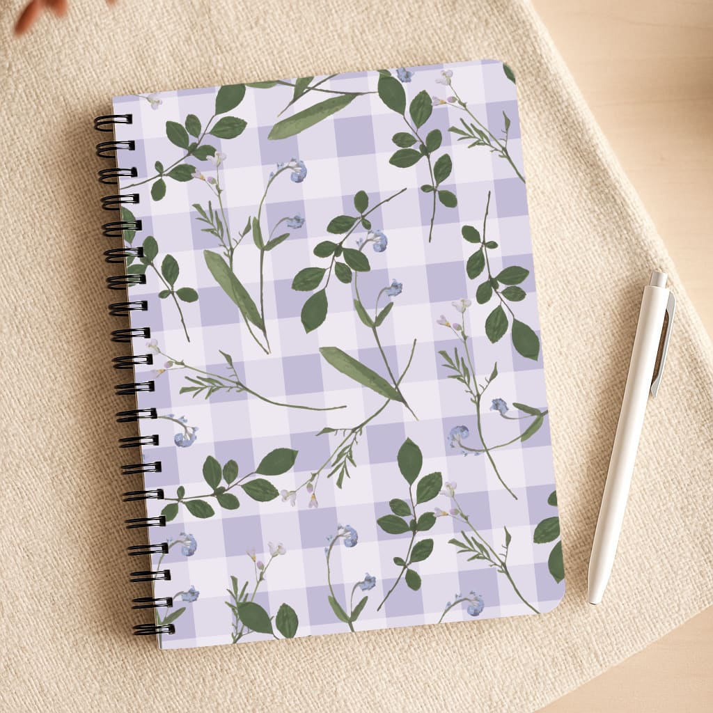 Checkered Pressed Flowers Pattern Notepad