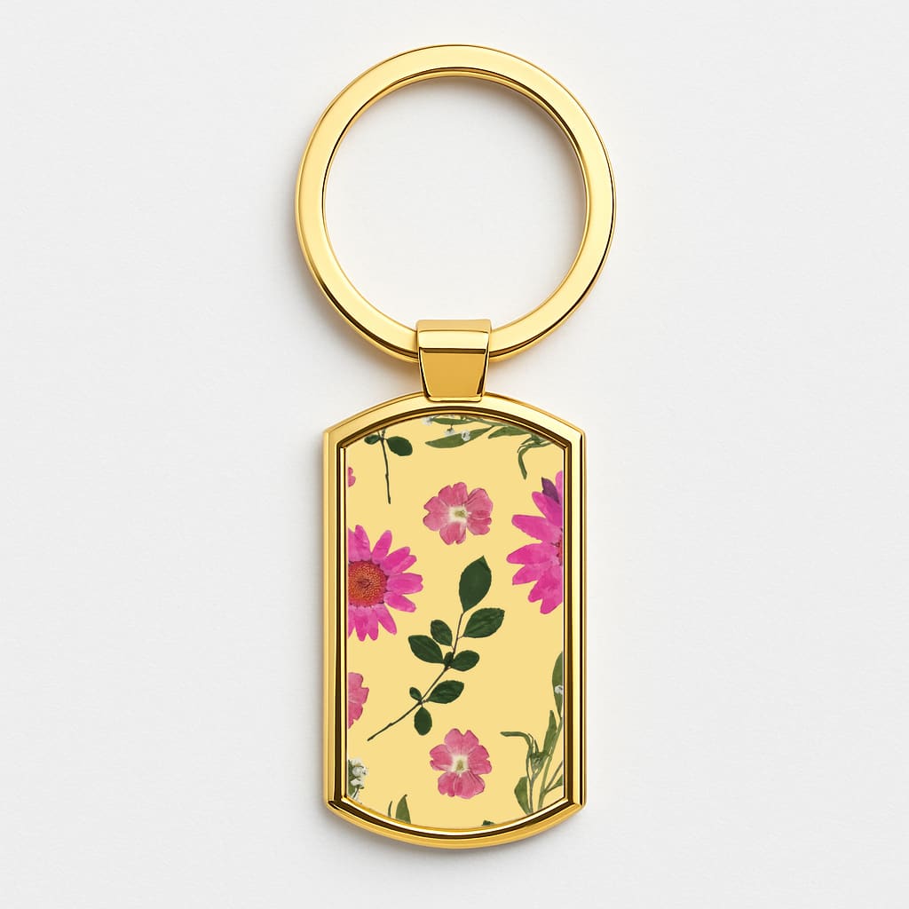 Pressed Plants Yellow Gold Keyring