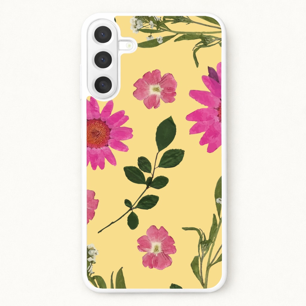 Pressed Plants Yellow Phone Case for Galaxy A57