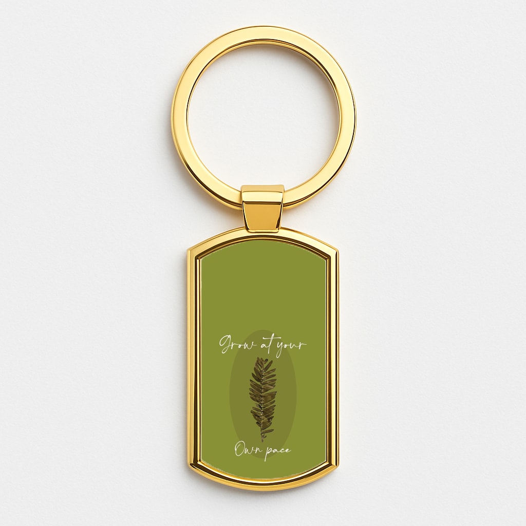 Grow At Your Own Pace Fern Gold Keyring